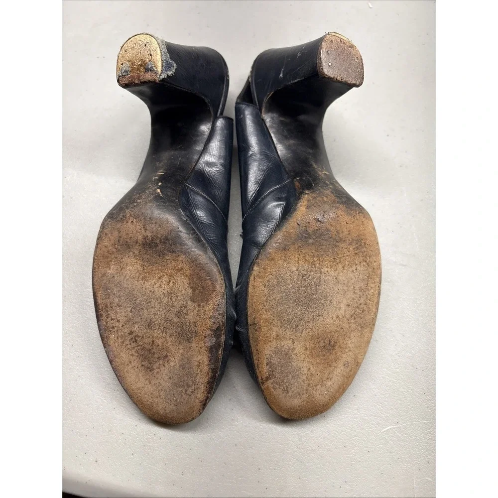 VTG PALIZZIO New York Women's Open Toe High Heels 1940s Size 7.5N Costume Prop